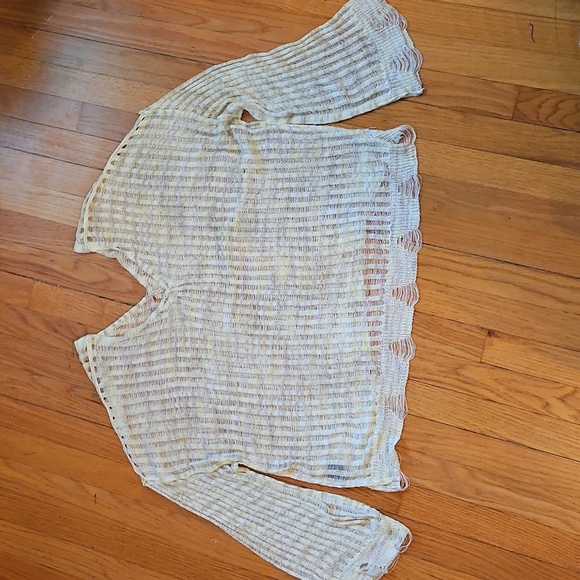 POL Yellow/tan V-Neck Sweater, Loose Knit, Pullover, Size Sm, Oversized - Picture 1 of 6